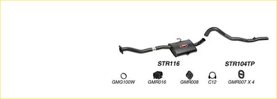 Black metal redback performance exhaust system with central resonator and curved pipes for holden commodore vs v6 sedan