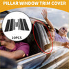 Black plastic car pillar window trim cover installed on toyota rav4 2020-2021 door frame close-up