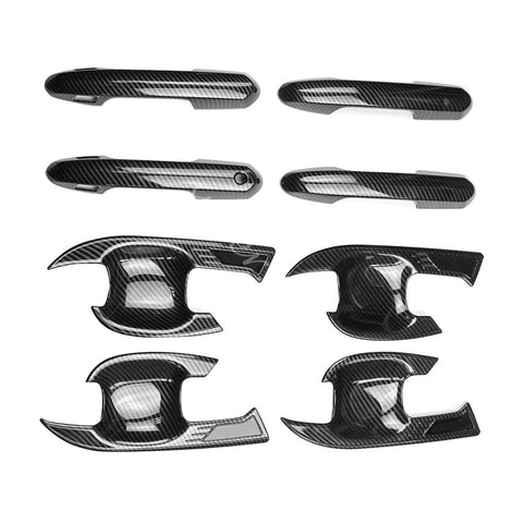 Toyota RAV4 Hybrid Edge 2019-2023 Carbon Fiber Door Handle Cover + Surrounds Suitable
