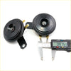 Back view of black plastic 12v full power tone horn with gold electrical terminals for mazda r360 1960-1970