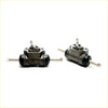 Gray metallic 13/16 rear wheel brake cylinder with black rubber seals and threaded fittings for toyota hilux 79-83