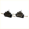 Pair of dark gray metal 13/16 rear wheel brake cylinders with black rubber seals and threaded shafts for toyota hilux
