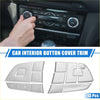 Silver metallic 13 piece steering wheel switch button cover trim set with engraved icons for toyota highlander