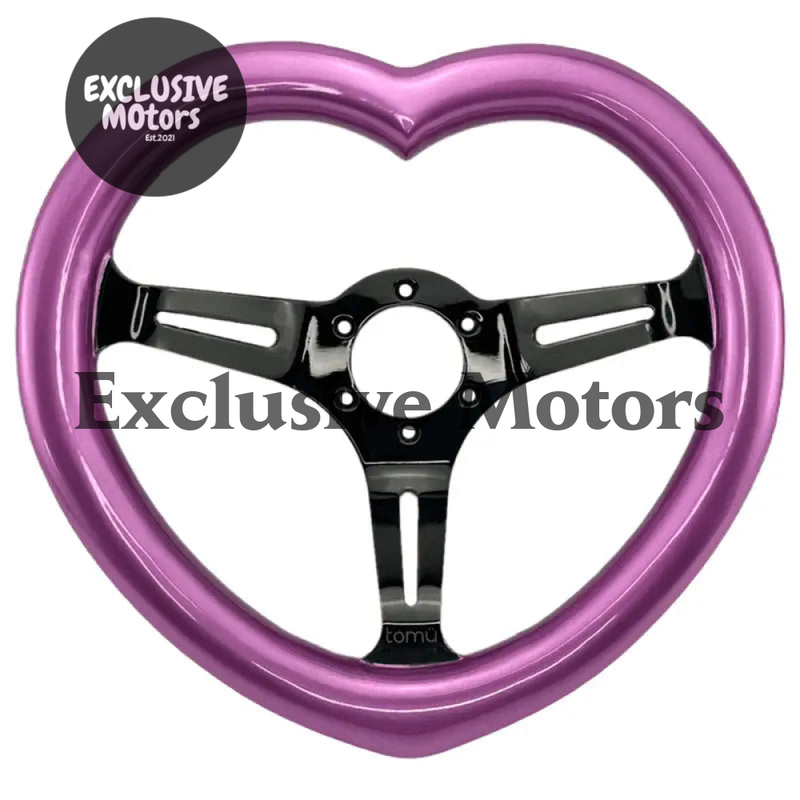 13" (330mm) Medium Heart Dish Pink Heart Black Chrome Spoke (wood)