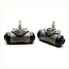 Pair of gray metallic 15/16 rear brake cylinders with black rubber caps and threaded fittings for toyota hilux 1984-1988