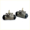 Gray metallic 15/16 rear wheel brake cylinder with black rubber caps and brass fittings for 2015-2016 toyota hilux