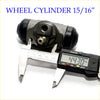Black and silver metal rear wheel brake cylinder with rubber boots 44.30 mm wide for toyota hilux rn90 series