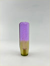 A tall slender 15cm bubble gear knob with a purple to green gradient and embedded bubbles