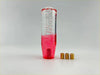 15cm bubble gear knob pink clear with transparent red gradient bubble design and metallic gold threaded inserts