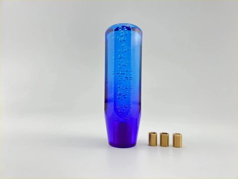 15cm bubble gear knob in purple and blue with a translucent bubble design and glossy finish for car interiors