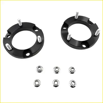 Black circular wheel hub adapter set with silver bolts and nuts for 15mm front coil strut spacer toyota hilux prado fj cruiser