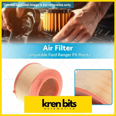 Orange pleated air filter with pinkish-red rubber seal for ford ranger px and mazda bt-50 up vehicles