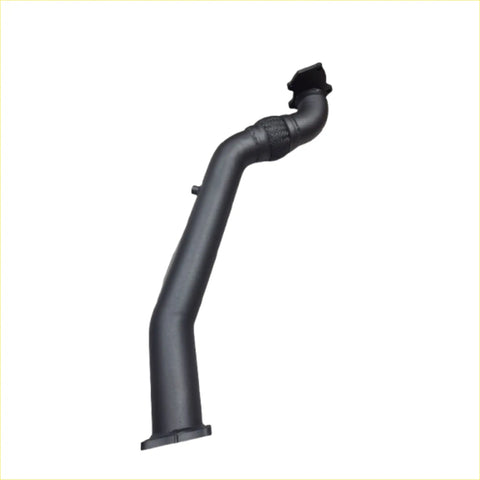 Black metal exhaust manifold with curved design and flanged ends for 1HZ 3 inch engine pipe denso turbo conversion