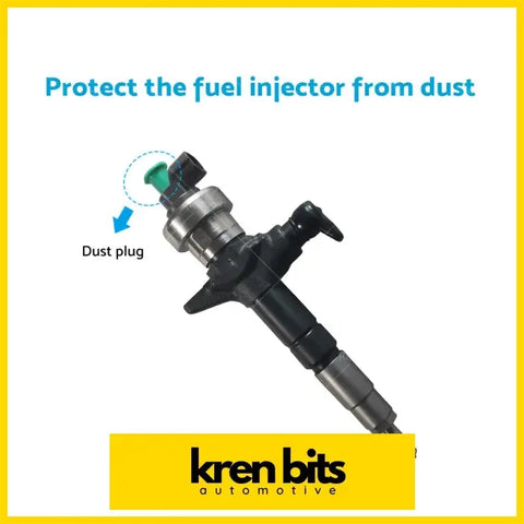Black and silver fuel injector with green dust plug for Isuzu D-Max Holden Rodeo 4JJ1 3.0L 095000-6980 back view