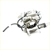 Silver metal 2.4l carburetor assembly for toyota hilux surf 1989-1997 with black hoses and digital caliper measuring it