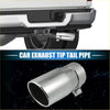 Backside view of shiny chrome 2.8 inch inlet exhaust tip 6.9 inch length for toyota tacoma 2005 to 2023 with bracket