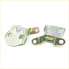 Two metallic iridescent door latch hinges with greenish yellow patina for toyota hilux yn50 58 1983 1991