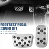 Silver metallic aluminum footrest pedal covers with black rubber pads for toyota c-hr 2017-2023 anti-slip kit