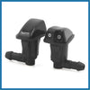 2 x black dual hole plastic windshield washer nozzles with glossy finish and eye-like details for toyota 4wd ute offroad