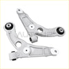 Silver metal front lower control arm kit with black rubber bushings for jeep cherokee left and right sides