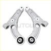Silver metal front lower control arm kit with black rubber bushings for left and right jeep cherokee sides