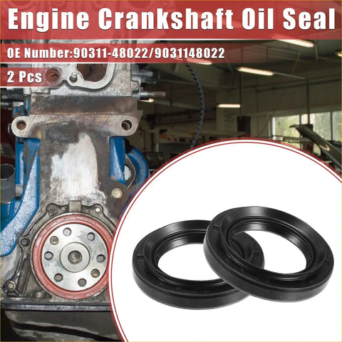 Black rubber engine crankshaft oil seals shown in a circular inset for toyota land cruiser 1981 to 1990