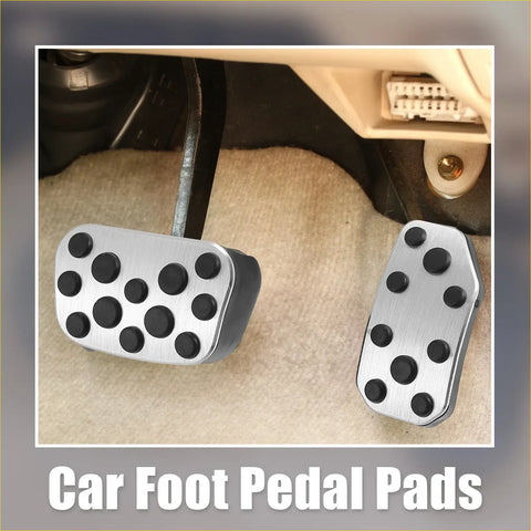 Silver metallic foot pedal brake and gas pads with black rubber grips for toyota alphard 2011-2014