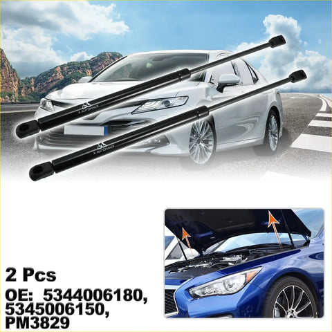 Black metal 2x front bonnet gas lift supports with branded ends for toyota 2010-2015 4wd ute offroad use
