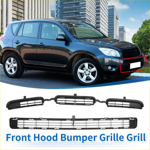Black plastic front lower bonnet bumper grille for toyota rav4 2006-2008 shown from the back side