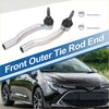 Silver front outer tie rod ends with black rubber boots and hardware for 2011-2019 toyota sienna