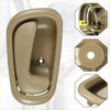 Beige plastic front rear interior car door handle for toyota with integrated pull lever and mounting hole shown from back side