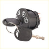Black plastic ignition switch with white pictogram labels for john deere l100 series and two matching black key fobs