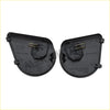 Backside of black plastic led side mirror puddle lights with gold metal connectors made in china for dodge ram 2010-2019
