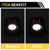 Black rectangular license plate light with three red led strips and white circular leds for toyota tacoma 1995-2004