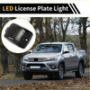 Black plastic led license plate light with clear lens and integrated bracket for toyota tundra 2000-2013