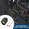 Black 2 pin auto waterproof sensor connector plug for Toyota with yellow interior and red terminal caps