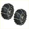Silver metal v-bar snow chains for Suzuki quadrunner 250 front off-road tires for extra grip and traction