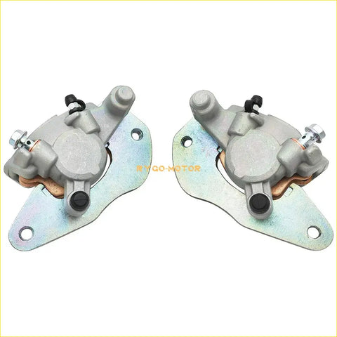 Silver metal rear brake calipers with matte finish and black rubber components for can am defender hd7 hd8 hd9 hd10