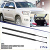 Black metal rear hatch lift support struts for toyota sequoia 2008-2022 shown with oem part numbers back side