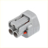 Gray plastic 2 x side marker light connector adapter kit with two circular ports and orange tab for toyota 4wd ute offroad