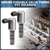 Two metallic silver vvt solenoid valves with black connectors for toyota avanza 2010 to 2023 engines