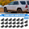 20 black plastic fender flare bumper clips for Toyota Highlander 2006-2010 shown from the back side