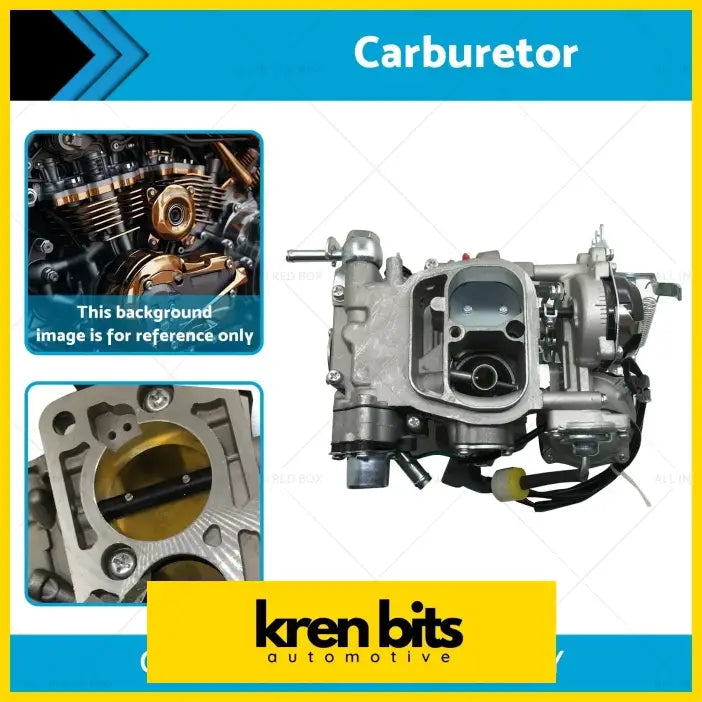 Silver metallic 21100-73231 carburetor with complex design and black rubber hoses for Toyota 4Y 3Y Hiace Hilux Van