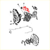 Red plastic engine cover shown from the back for 2446cc oil seal retainer on toyota hilux ln50 ln56 ln65 1983-1988