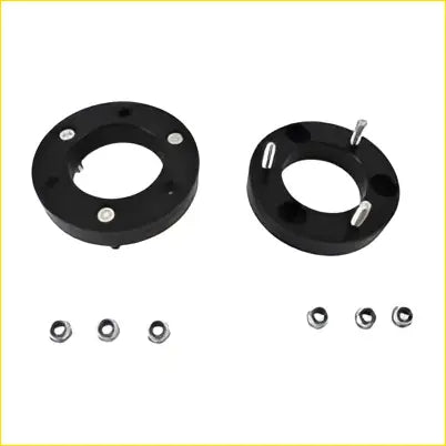 Black circular 25mm strut wheel spacers with silver bolts for mitsubishi triton mn ml mq coil spring lift kit 15-on