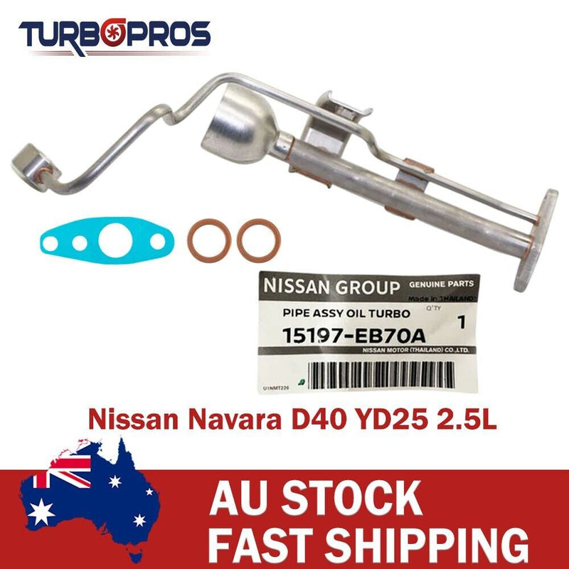 Nissan Navara D40 YD25 2.5L Genuine Turbo Oil Feed&Return Pipe+Gaskets