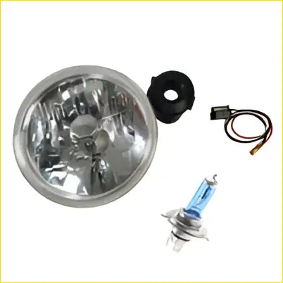 Chrome finished round 7 inch h4 headlight with black rubber gasket and blue halogen bulb fit for Toyota models