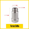 Silver metallic cylindrical 2x o2 oxygen sensor extender adapter with threaded top and hex base marked 18mm length 6mm diameter