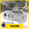 Chrome finished 2x o2 oxygen sensor extender with threaded ends and hexagonal body for automotive use