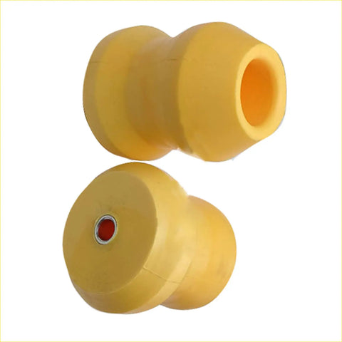 2x rear bumper coil spring bump rubber in yellow with hollow center and one red insert for Mitsubishi use